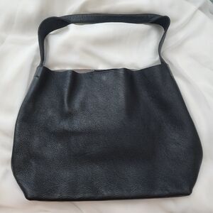 Eileen Fisher Black Leather Hobo Tote Shoulder Bag